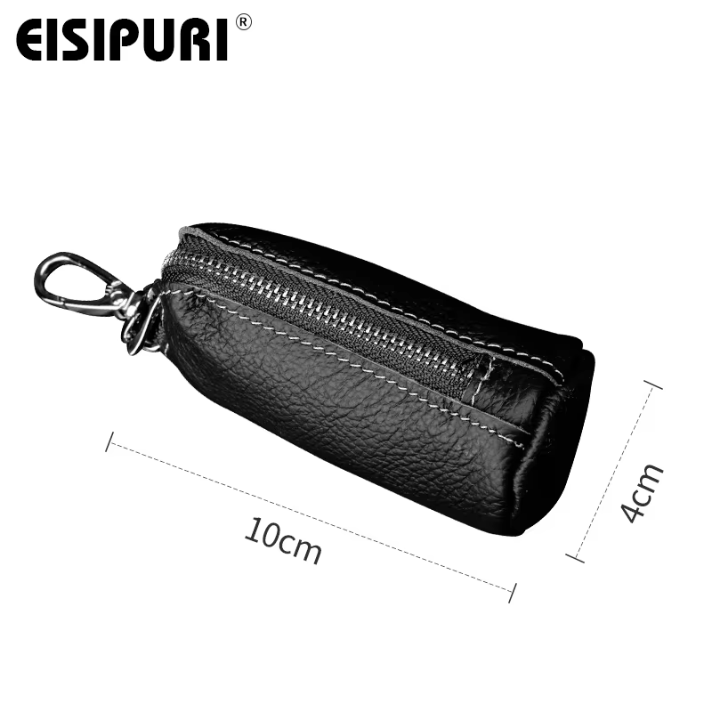 EISIPURI-Porte-clés en cuir véritable unisexe, porte-clés solide, étui multifonction avec porte-clés, portefeuille 2018, 100%