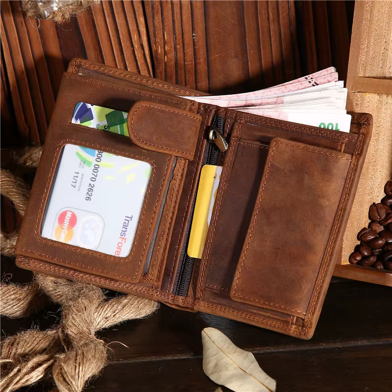Portefeuille en cuir véritable pour hommes