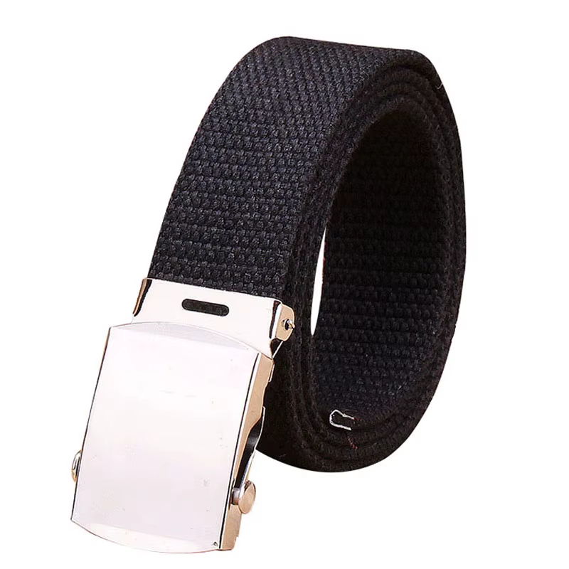 Ceinture Tendance Homme en Toile Tressée avec Boucle Lisse en Alliage – Ceinture Décontractée Simple et Sportive pour Hommes et Femmes, Style Cowboy