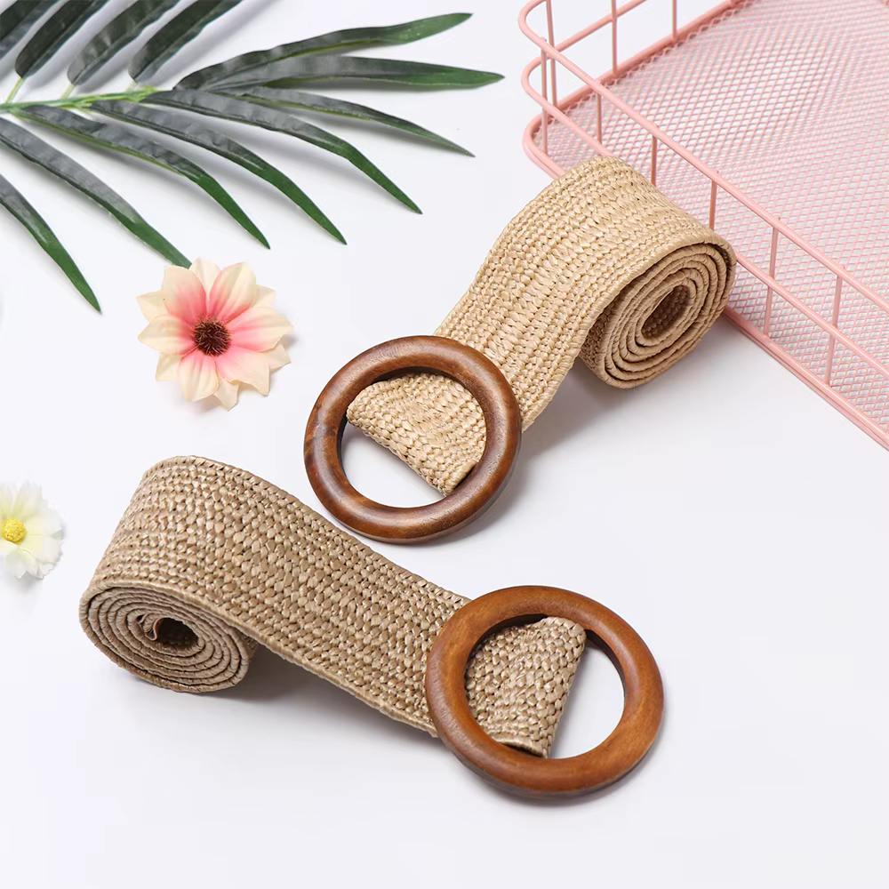 Ceinture ronde en bois pour femmes
