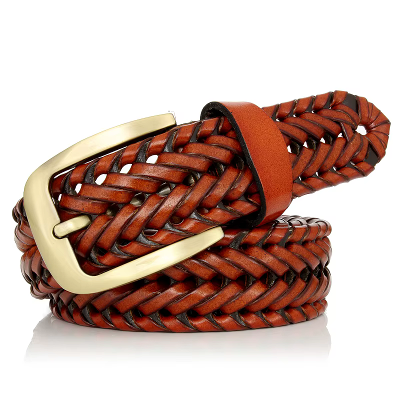 Ceinture tressée en cuir véritable pour homme