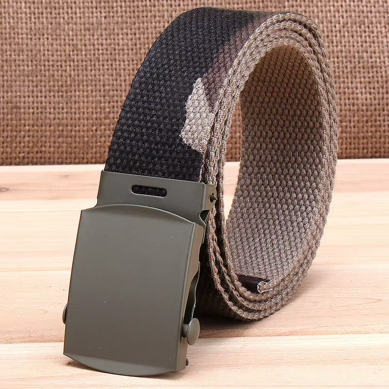 Ceinture Tendance Homme en Toile Tressée avec Boucle Lisse en Alliage – Ceinture Décontractée Simple et Sportive pour Hommes et Femmes, Style Cowboy