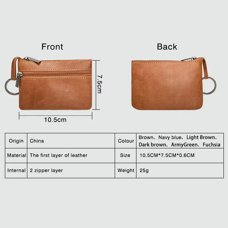 Porte-monnaie en cuir véritable pour homme et femme