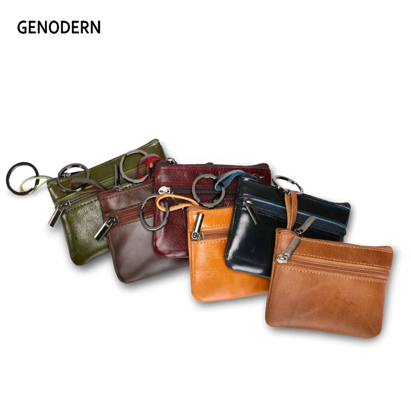 Porte-monnaie en cuir véritable pour homme et femme