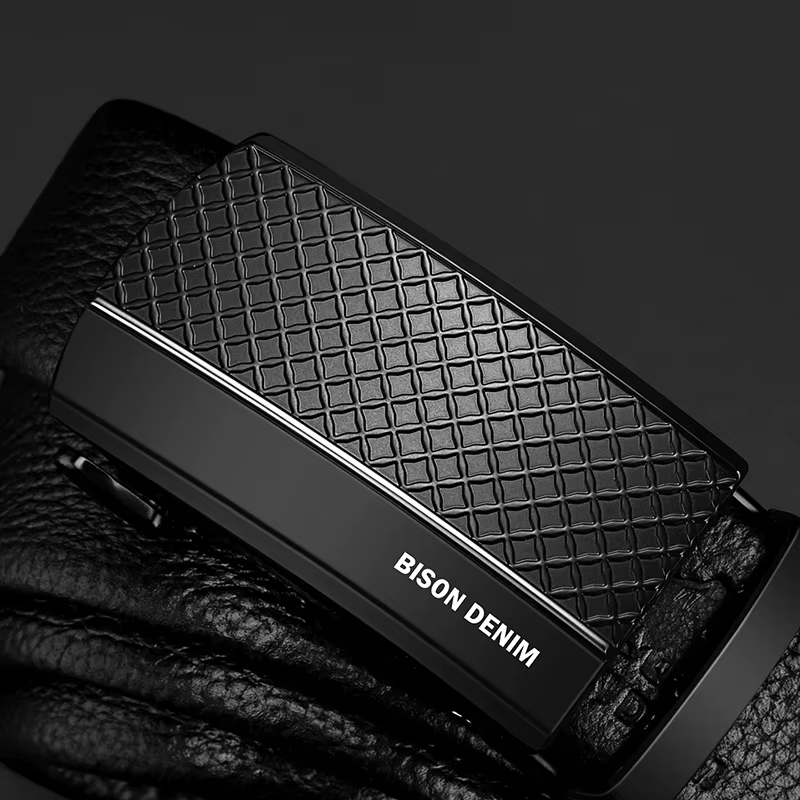 BISON DENIM en cuir véritable automatique hommes ceinture de luxe sangle