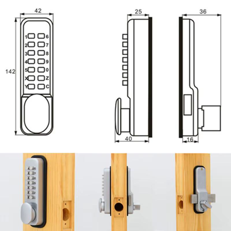 Serrures de porte mécaniques numériques sans clé avec bouton poussoir à code, bouton narpour la sécurité à domicile