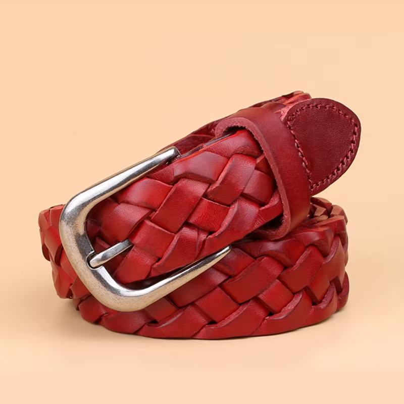 Ceinture de tissage en cuir véritable pour femmes