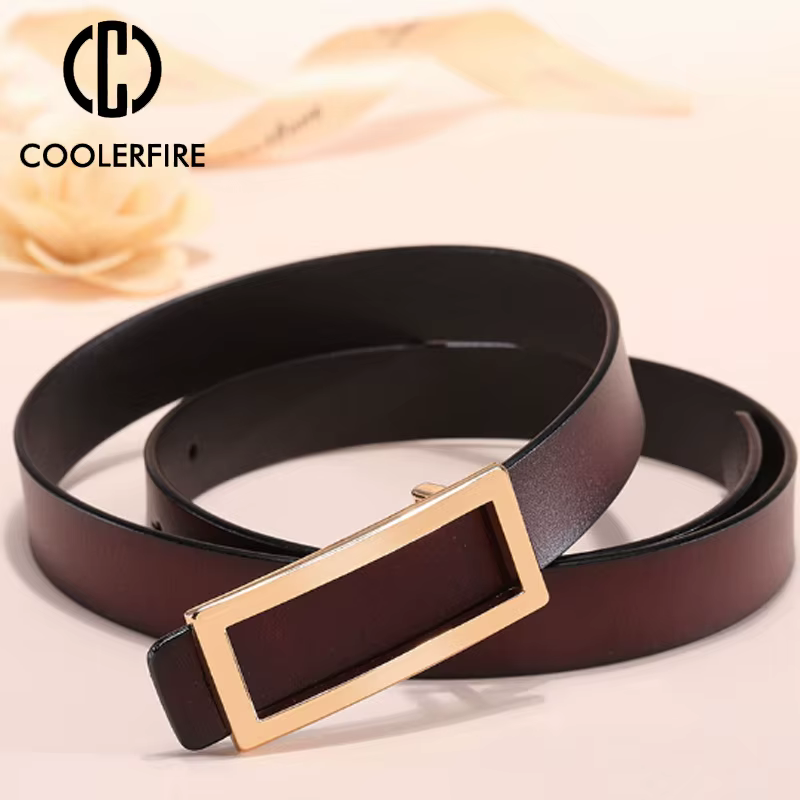 COOLERFIRE – ceinture fine en cuir véritable pour femmes