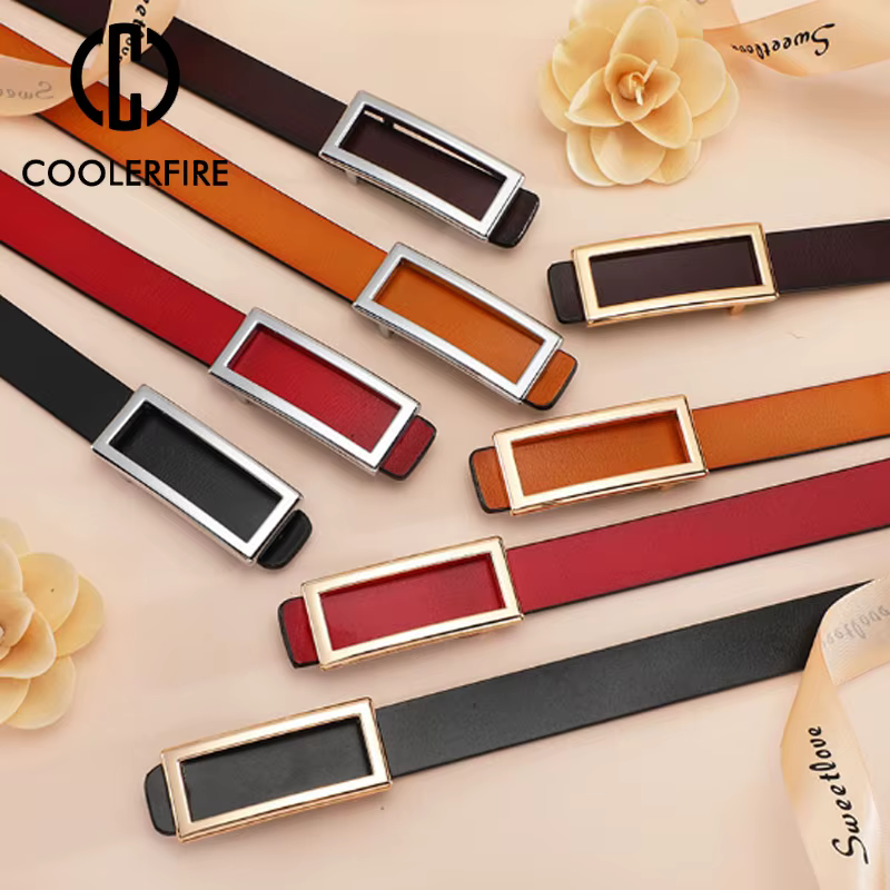 COOLERFIRE – ceinture fine en cuir véritable pour femmes
