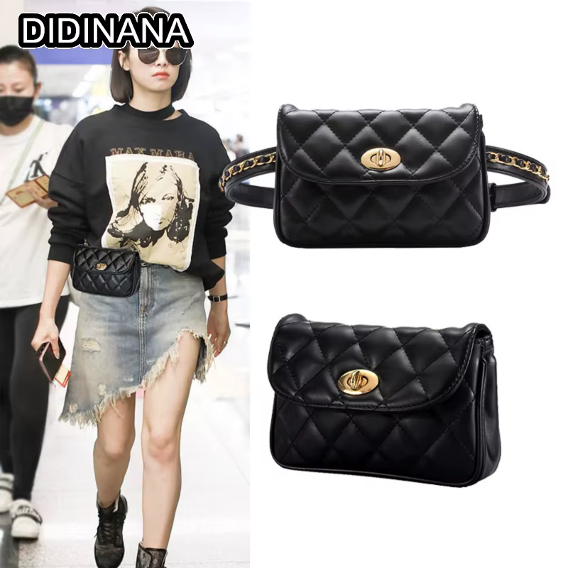 Mode femme taille ceinture sac en cuir PU chaîne en métal