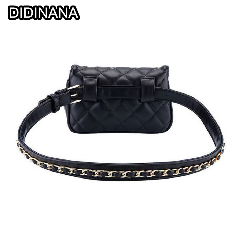 Mode femme taille ceinture sac en cuir PU chaîne en métal