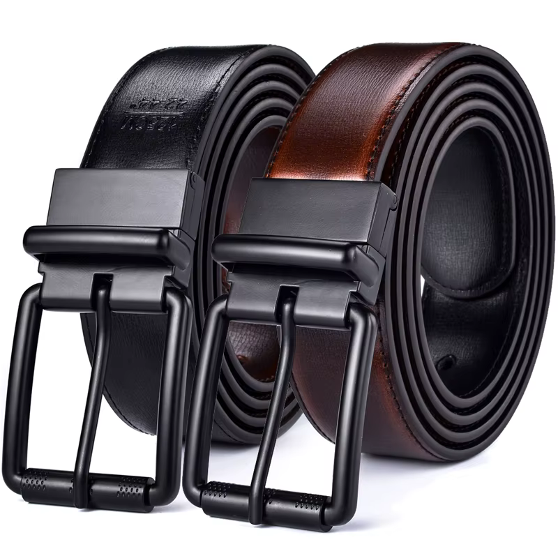 Boucle à rouleau de ceinture réversible en cuir pour hommes