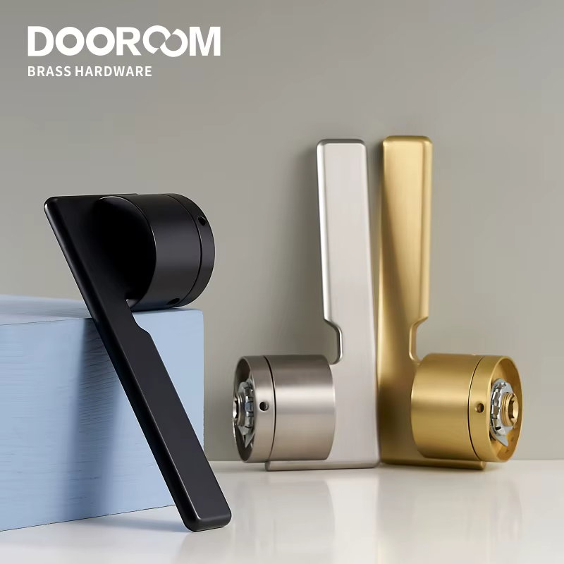 Dooroom – ensemble de serrures de porte en laiton, or, noir, argent, moderne, poignée d'interieur, chambre à coucher, salle de bains, Double levier de porte en bois factice