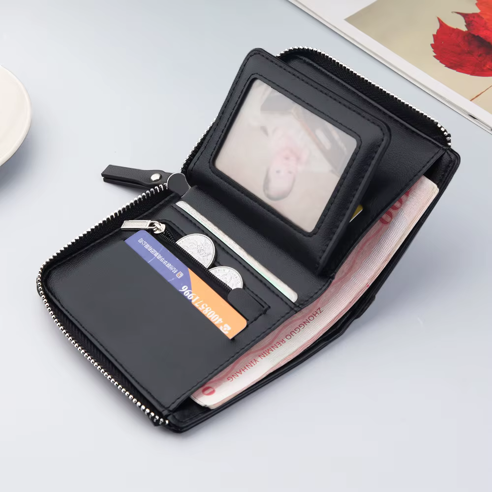 Portefeuille pour hommes court décontracté carteras portefeuilles courts en cuir PU mâle billetera hombre luxe petite fermeture éclair pièces de monnaie sac cartera hombr