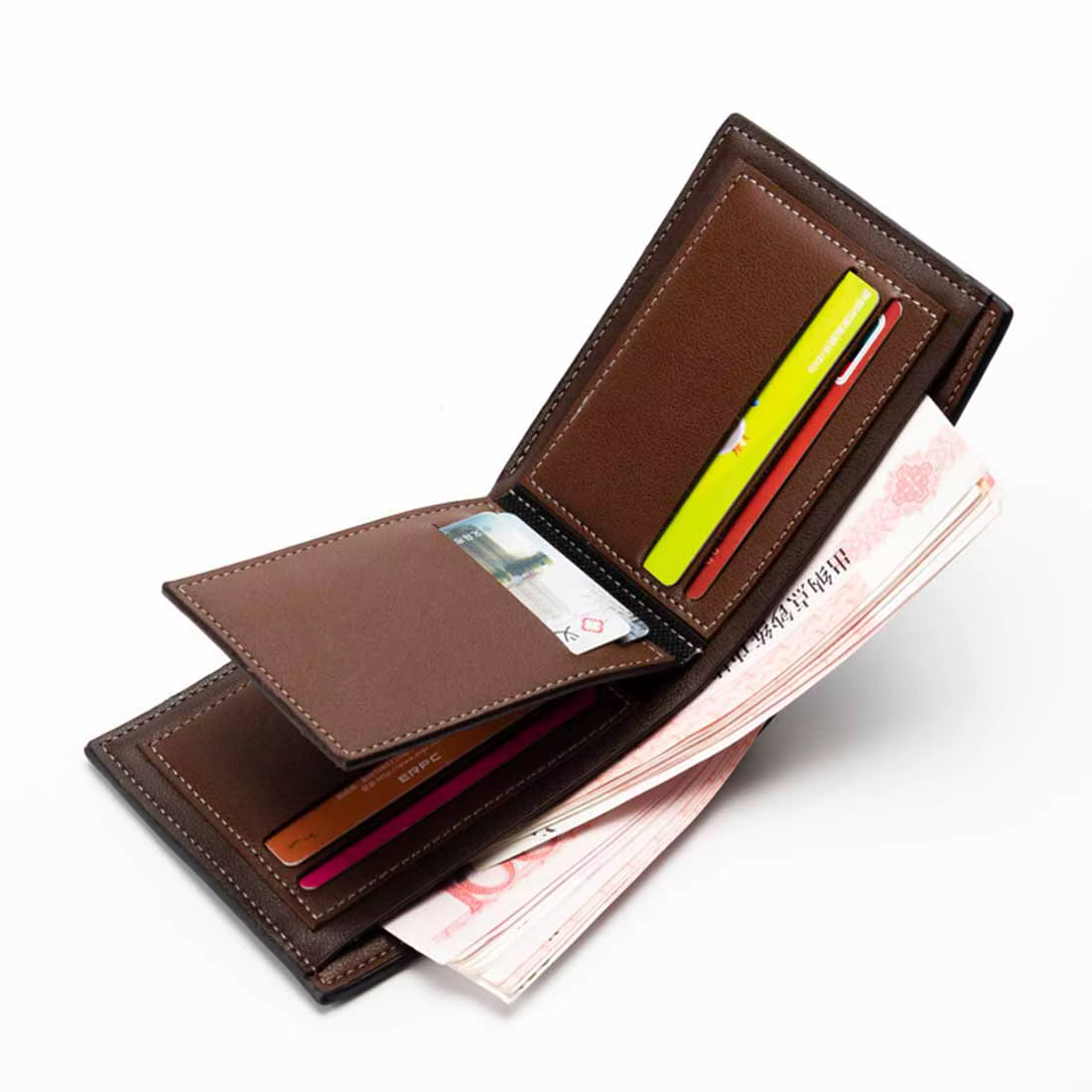 Nom personnalisé nouveaux hommes portefeuilles porte-carte de haute qualité homme sac à main en cuir PU