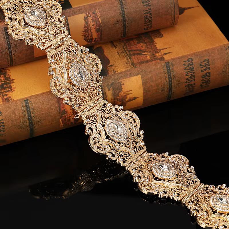 Ceinture de mode pour femmes du Moyen-Orient - Accessoire luxueux de mariage et de banquet de style vintage pour robes arabes