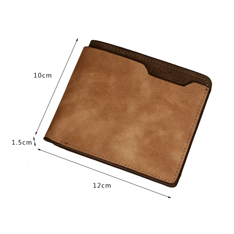 Portefeuille personnalisé Photo hommes marron court étanche multi-fonction mat cuir PU gravure