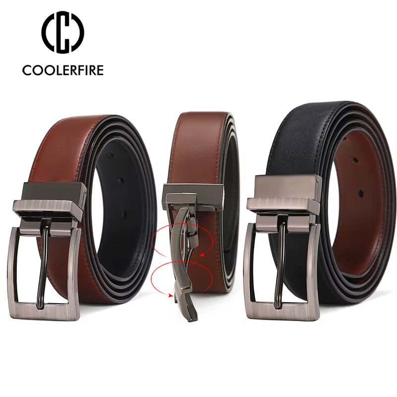 Hommes ceintures boucle réversible en cuir marque de luxe affaires mode