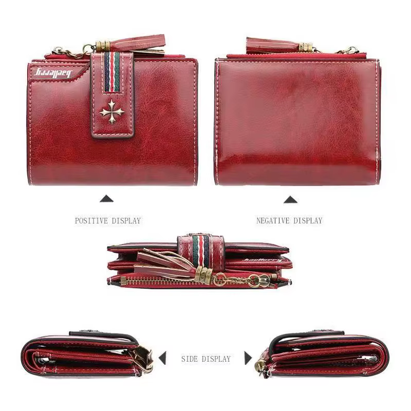 Mode petit portefeuille en cuir de cire d'huile femmes élégant fermeture éclair et moraillon carte portefeuille femme haute qualité court porte-carte de crédit sac à main