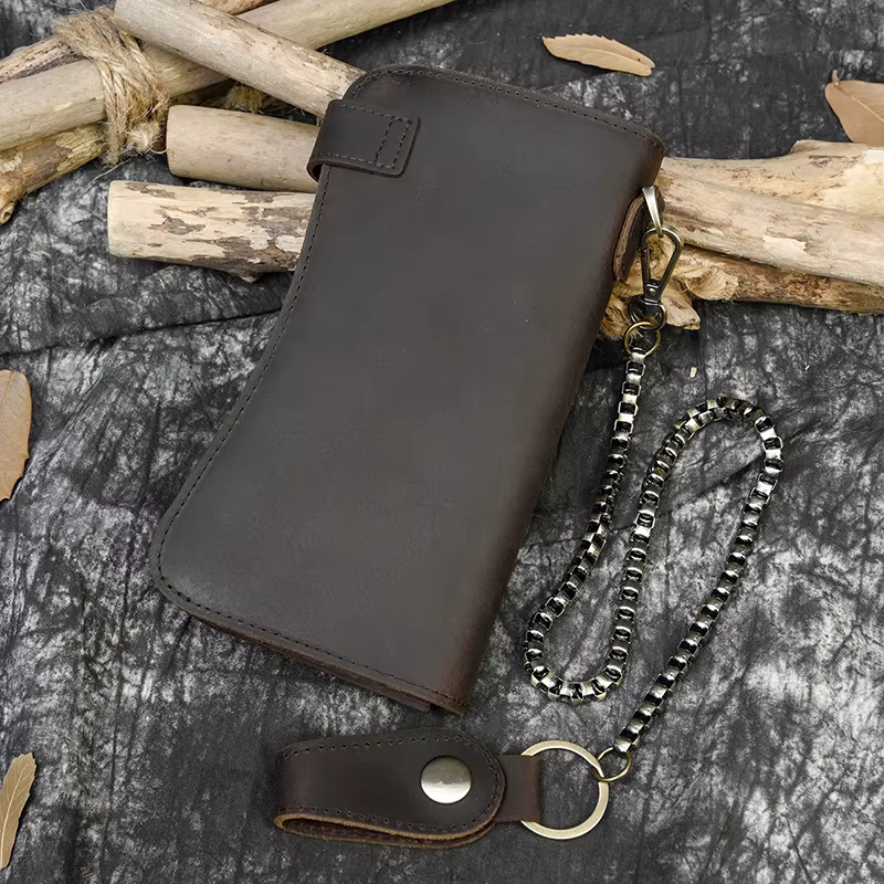 Portefeuille en cuir de Super qualité avec chaîne en fer 100%