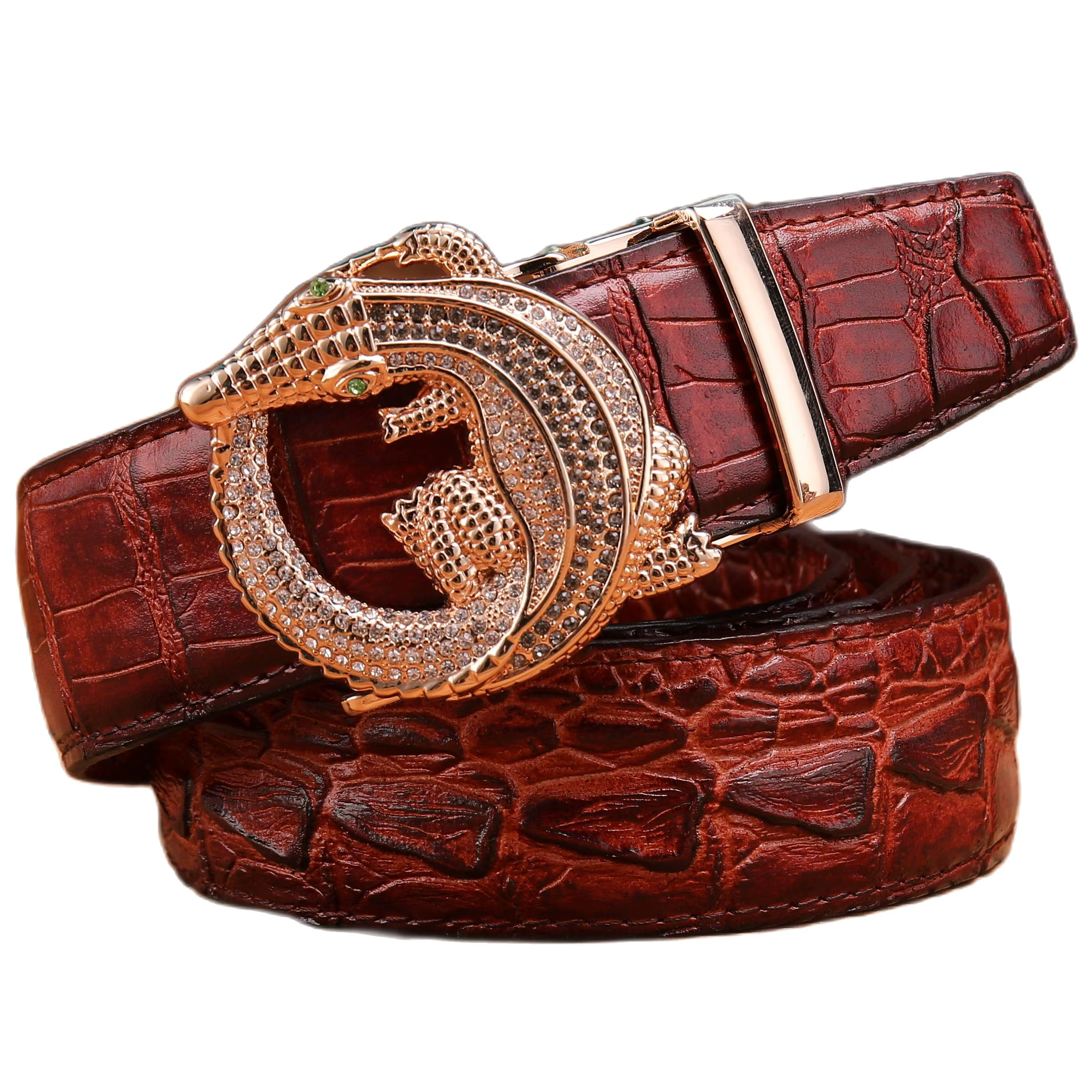Ceinture en cuir véritable crocodile pour homme
