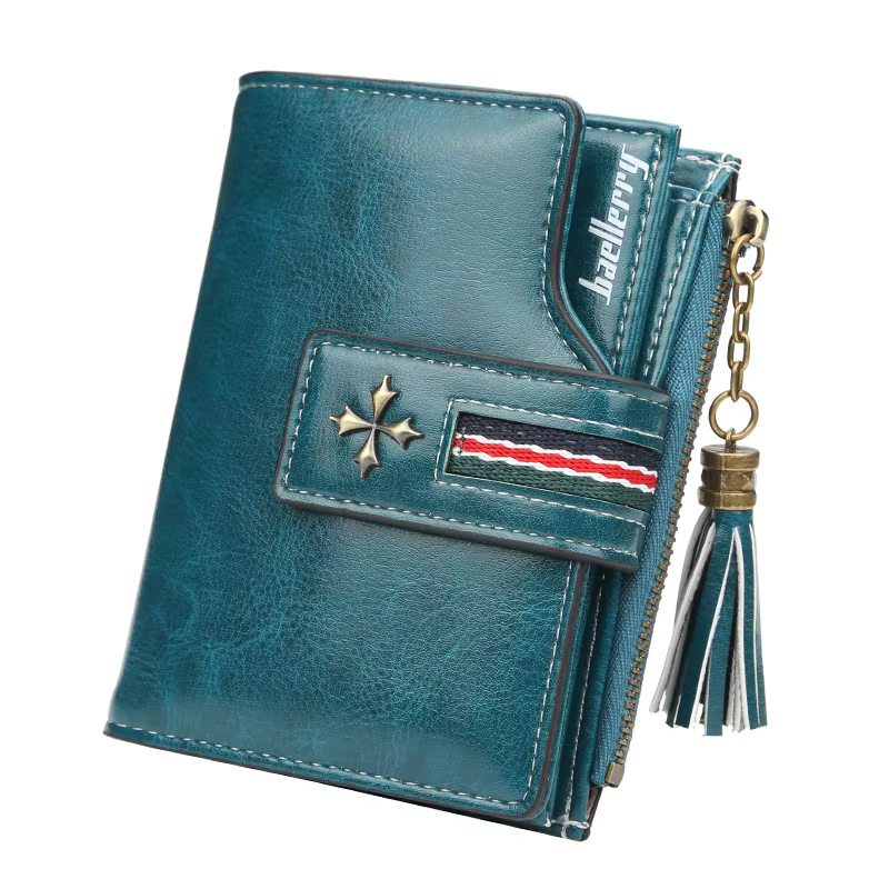 Mode petit portefeuille en cuir de cire d'huile femmes élégant fermeture éclair et moraillon carte portefeuille femme haute qualité court porte-carte de crédit sac à main