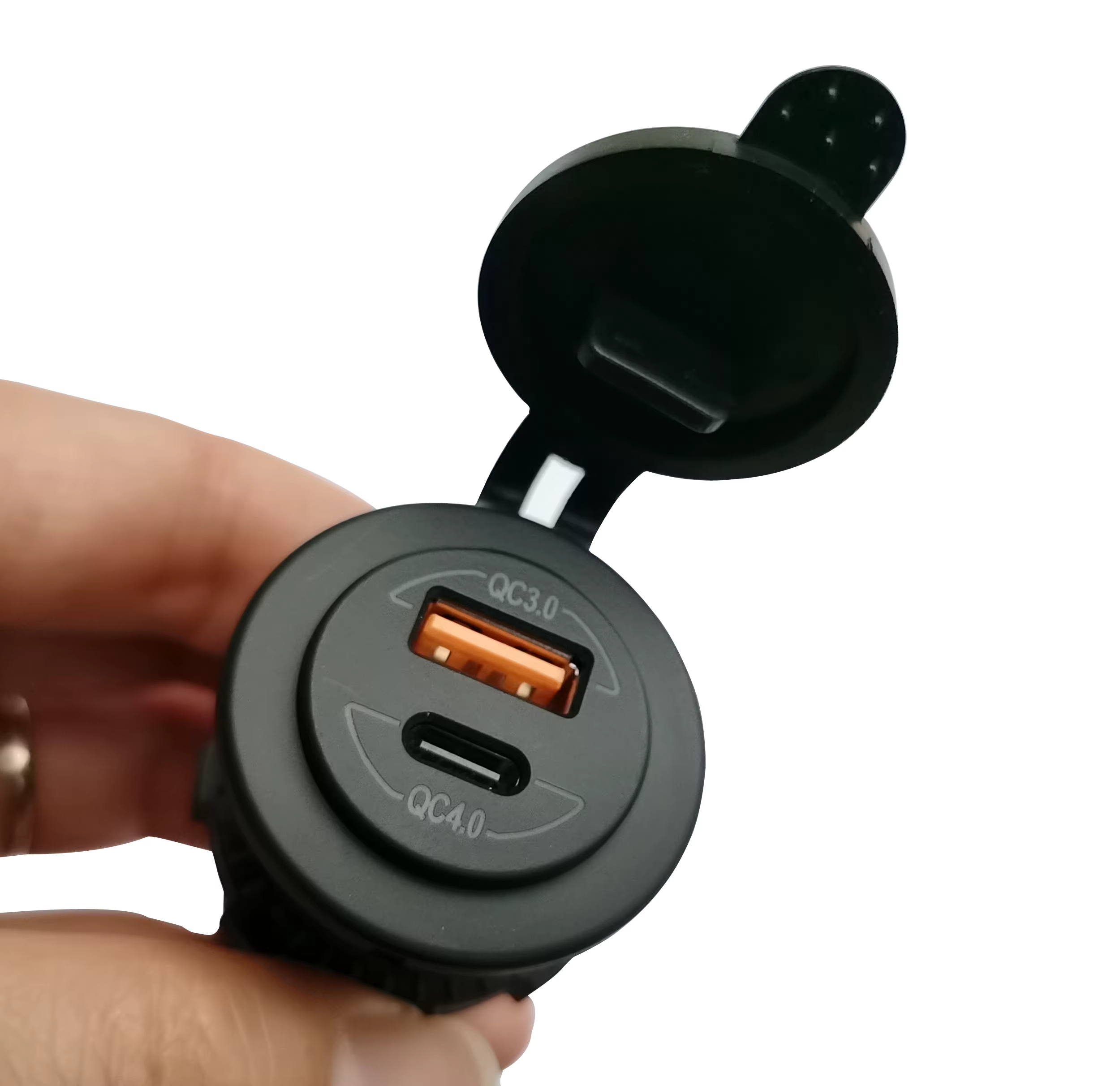 Chargeur de voiture rapide double port (USB-C + USB-A) pour véhicules 12 V/24 V – Compatible avec voitures, camions, bateaux et motos