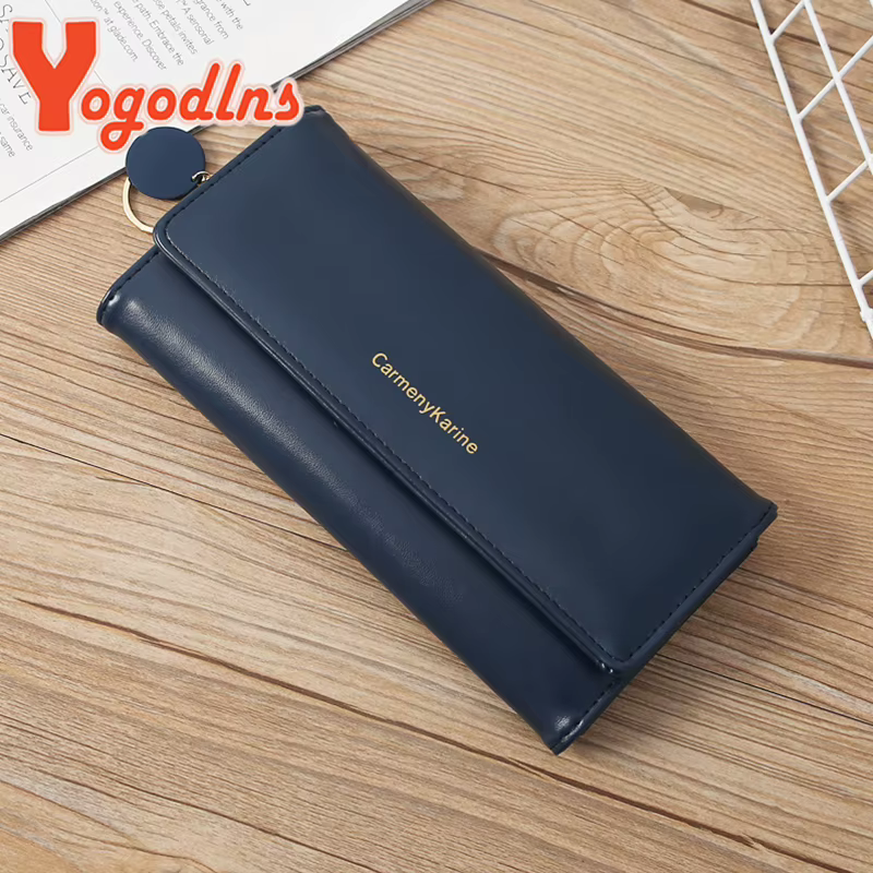 Yogodlns décontracté Long portefeuille pour femmes pendentif en cuir PU sac à main multicouche pochette Shopping dame