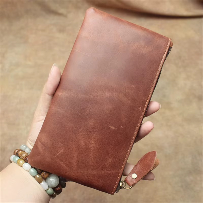 Portefeuille Slim en cuir véritable pour hommes et femmes