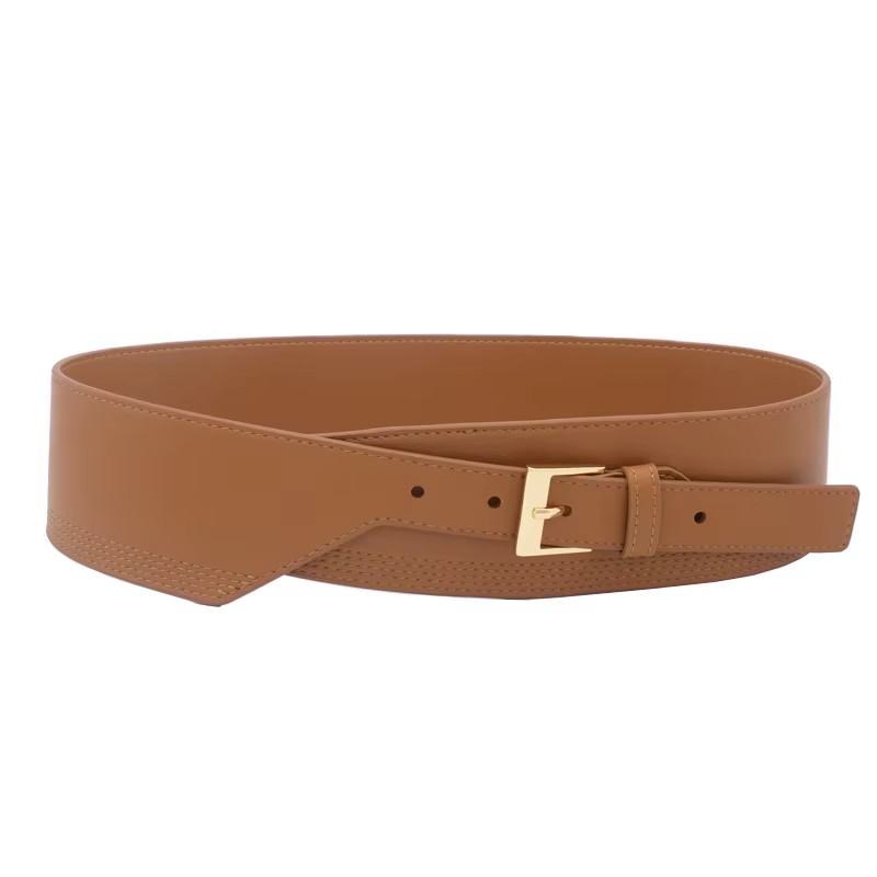 Ceinture large rayée en cuir de vache pour femmes, couverture de taille, nouvelle collection