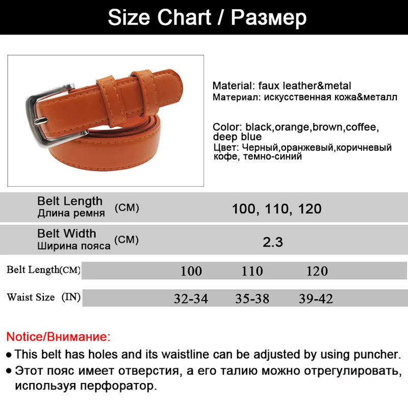 Ceinture en cuir slim pour femmes