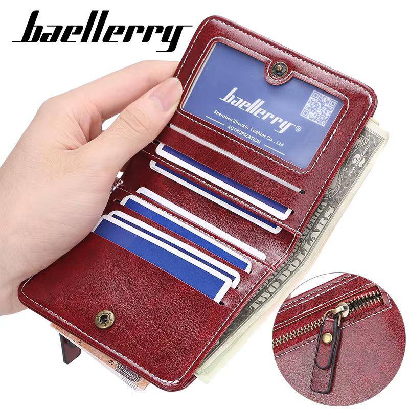 Petit portefeuille en cuir de luxe pour femmes