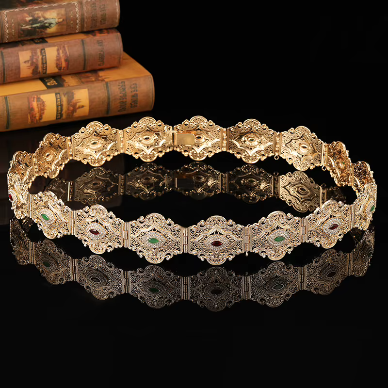 Ceinture de mode pour femmes du Moyen-Orient - Accessoire luxueux de mariage et de banquet de style vintage pour robes arabes