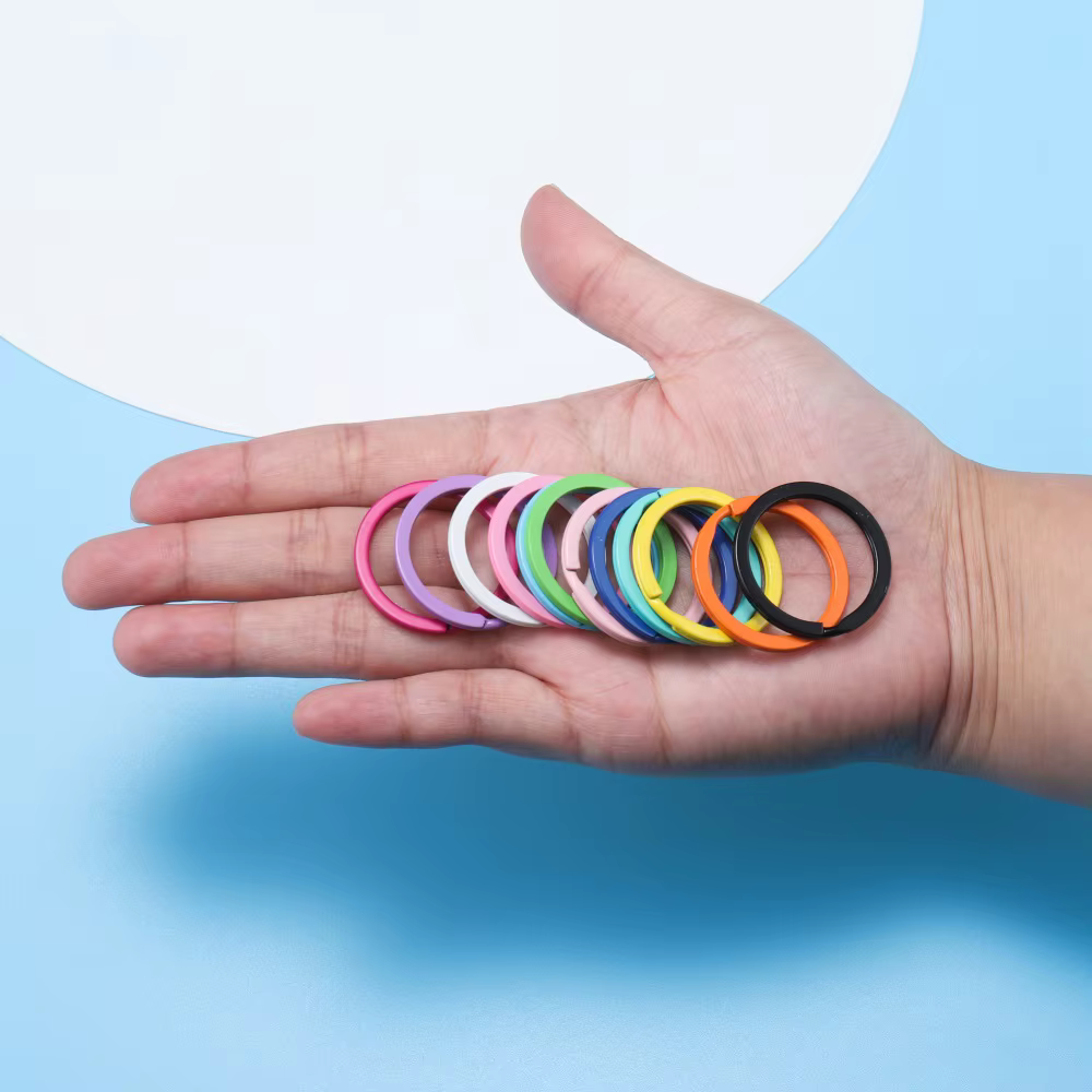 Porte-clés rond en métal de 30mm, anneaux fendus, unisexe, bijoux, fabrication d'accessoires, 10 pièces/lot