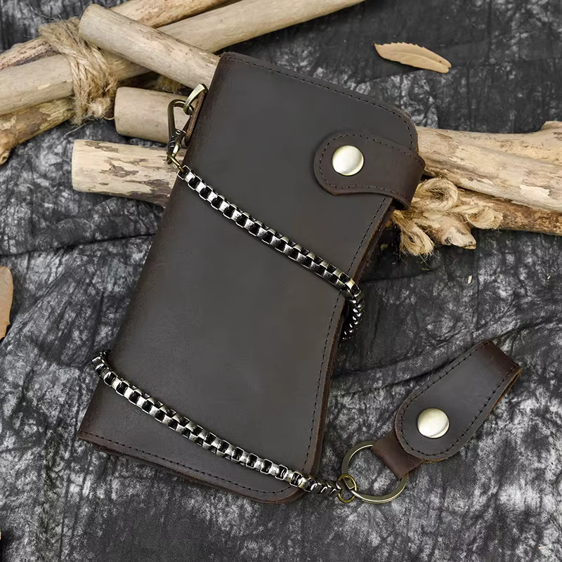 Portefeuille en cuir de Super qualité avec chaîne en fer 100%
