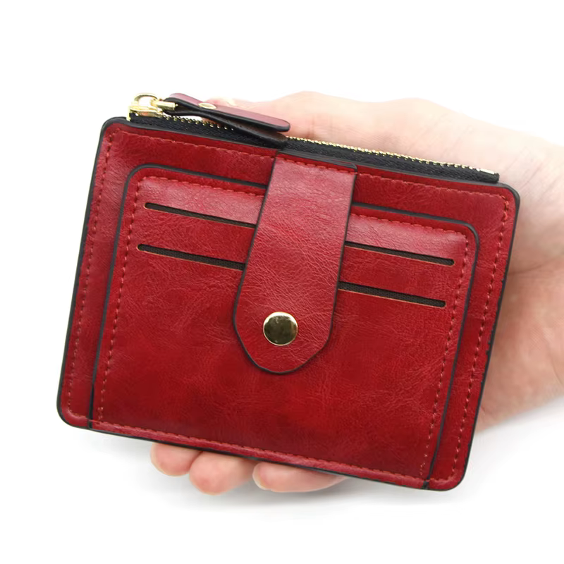 Portefeuille en cuir mince avec poche à monnaie pour hommes et femmes, petit porte-carte d'identité de crédit, sac d'argent, étui, mini sac à main d'affaires, mode