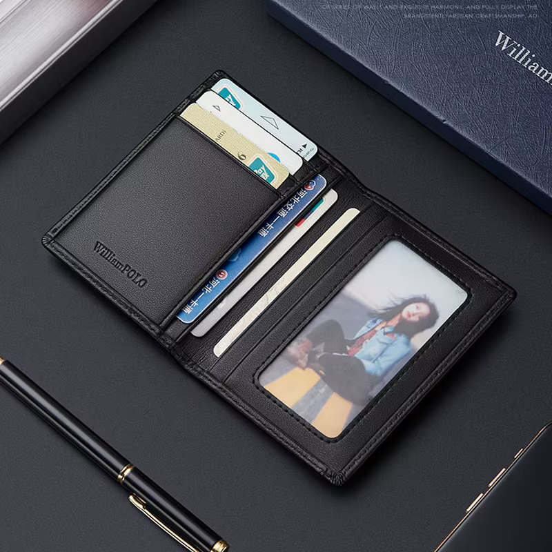 WILLIAMPOLO – portefeuille en cuir véritable pour hommes