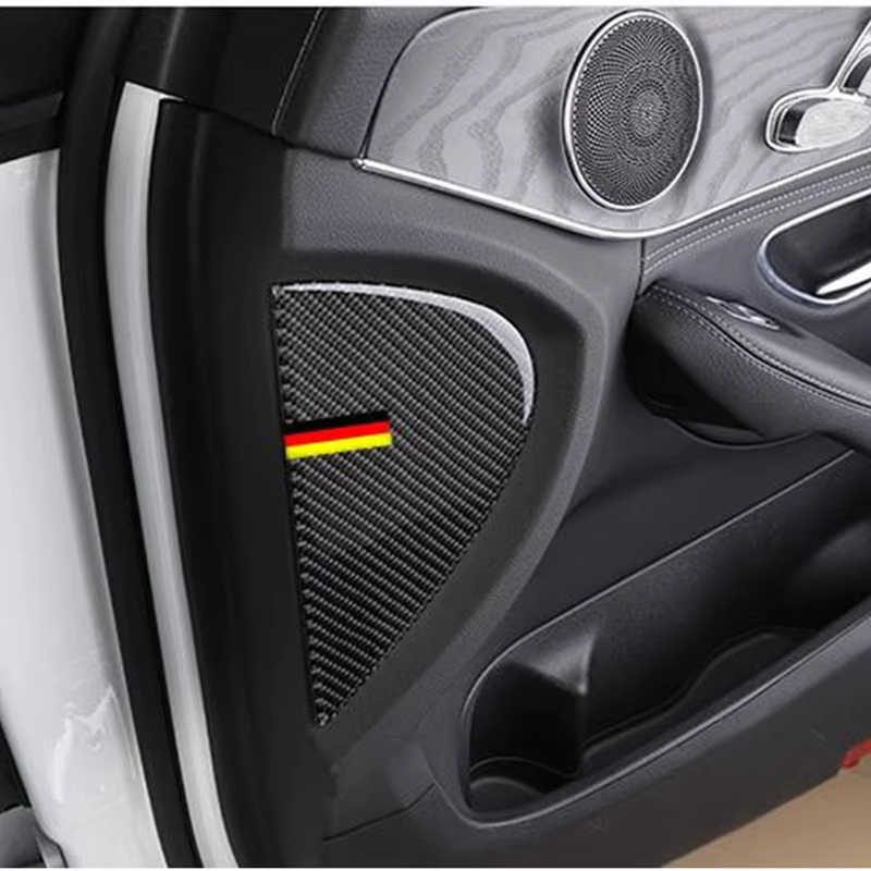 Garniture de décoration de panneau de porte avant en fibre de carbone, accessoires de voiture, Mercedes Benz Classe C W205, GLC X253, 2015-2018, 2 pièces