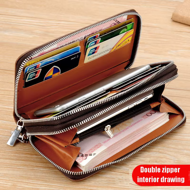 Portefeuille en cuir pour homme grande capacité