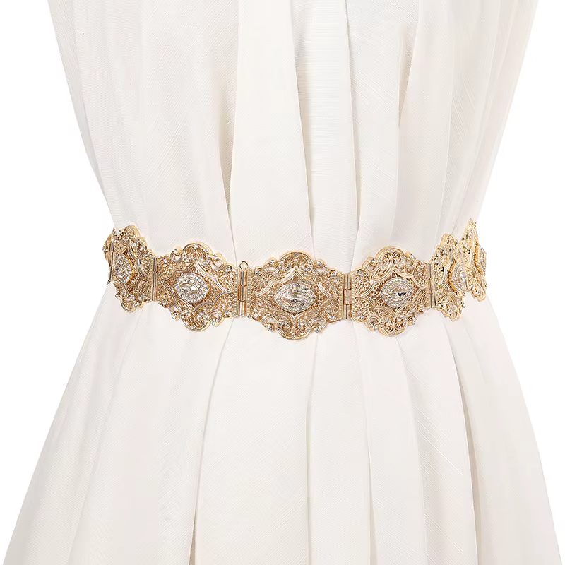 Ceinture de mode pour femmes du Moyen-Orient - Accessoire luxueux de mariage et de banquet de style vintage pour robes arabes