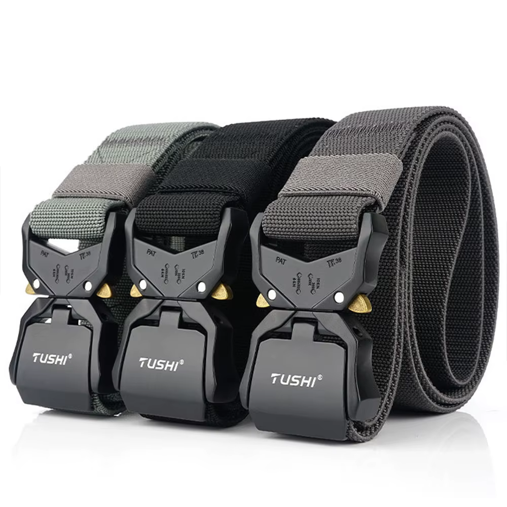 HSSEE nouvelle ceinture élastique officielle en métal dur véritable boucle à dégagement rapide ceinture tactique pour hommes accessoires pour hommes livraison directe