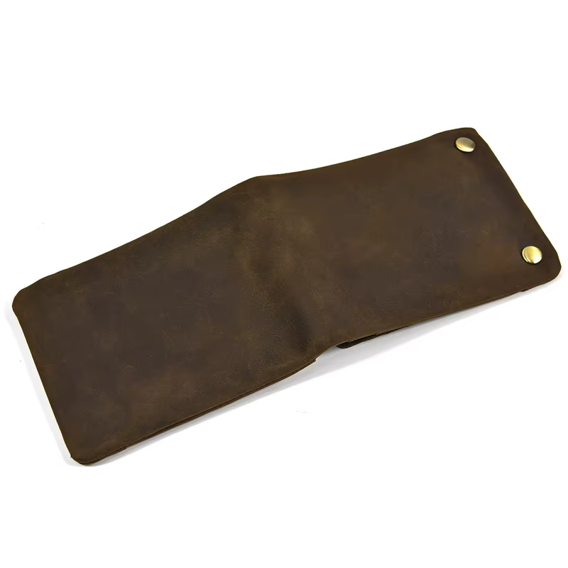 Portefeuille à trois volets en cuir véritable pour hommes
