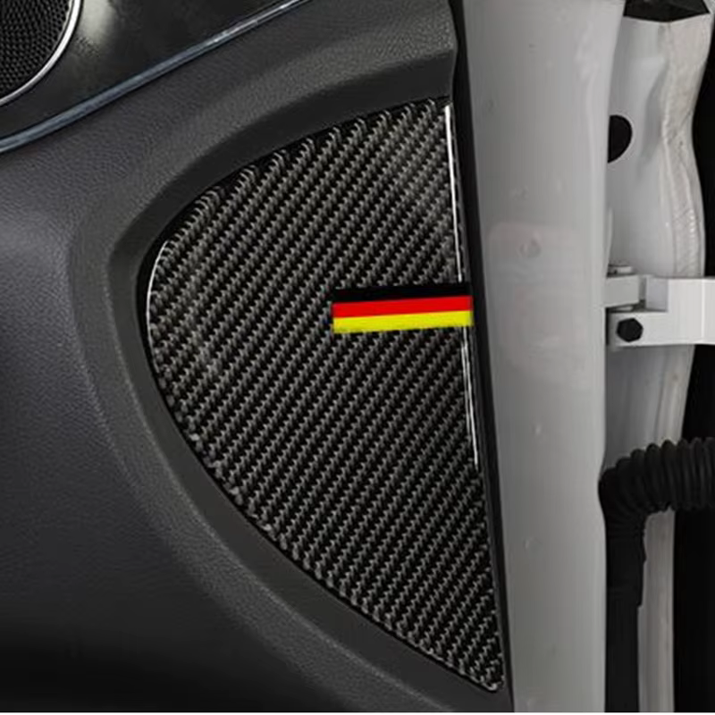 Garniture de décoration de panneau de porte avant en fibre de carbone, accessoires de voiture, Mercedes Benz Classe C W205, GLC X253, 2015-2018, 2 pièces