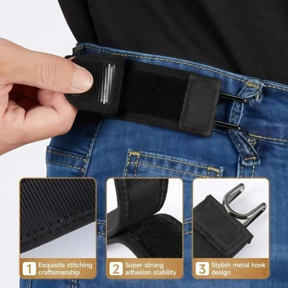 Ceinture élastique réglable en métal avec boucle invisible pour hommes et femmes