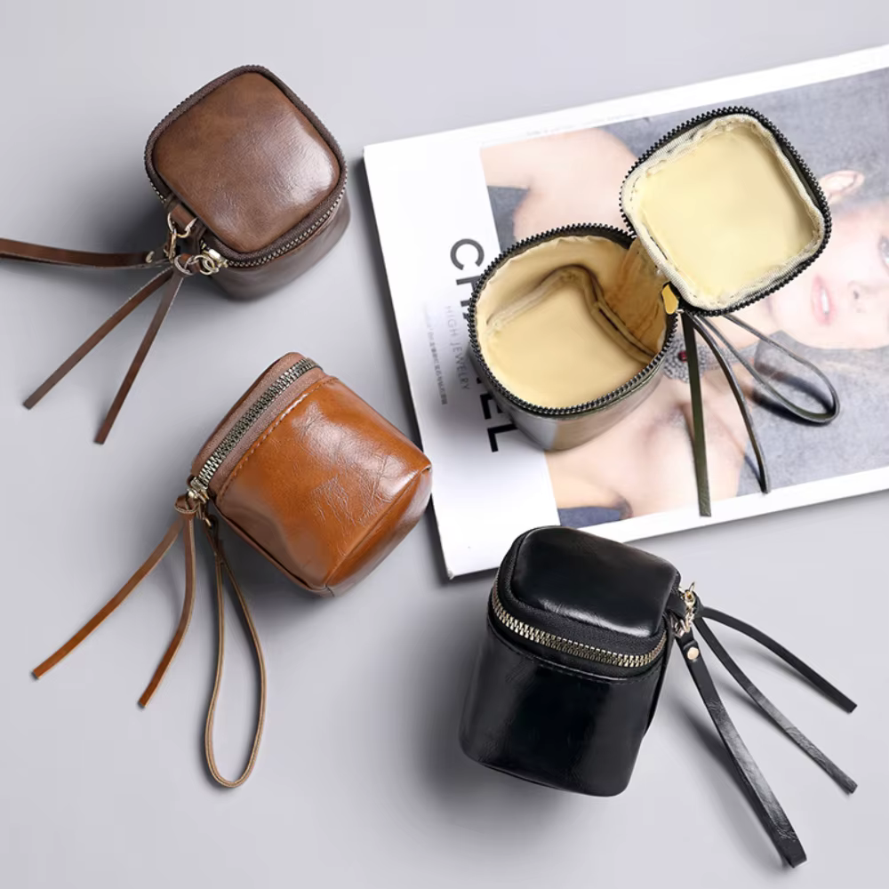 Petit porte-monnaie carré en cuir PU pour femme