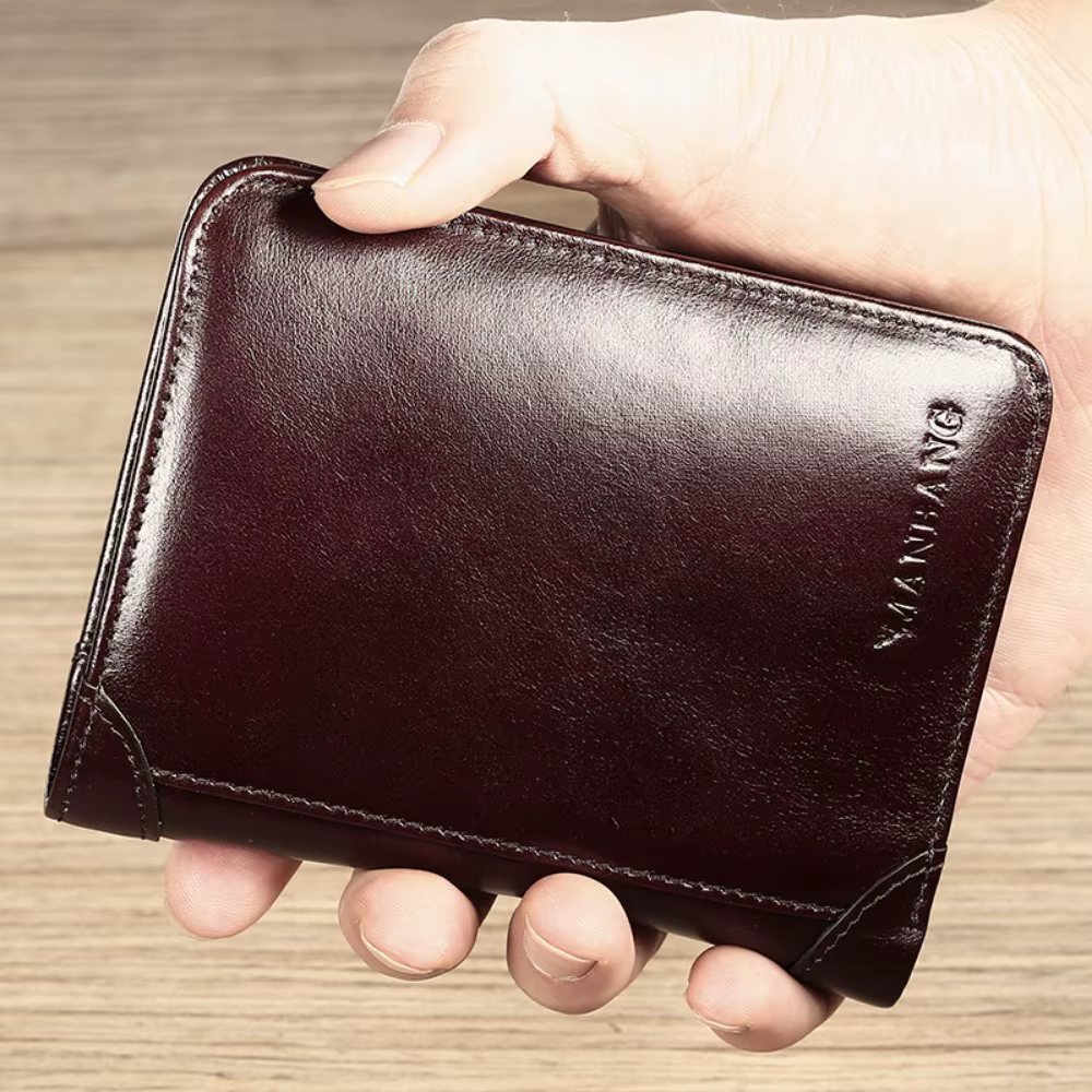 Portefeuille en cuir véritable pour homme