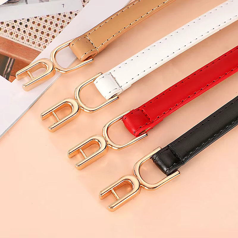 Ceinture fine en cuir pour femmes