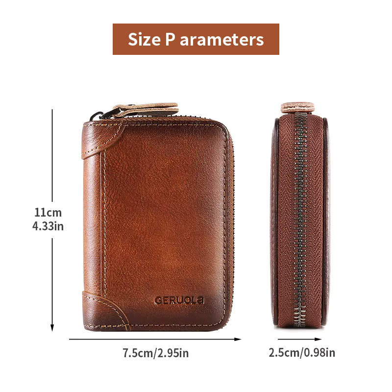 Porte-cartes multi-fentes en cuir véritable pour hommes