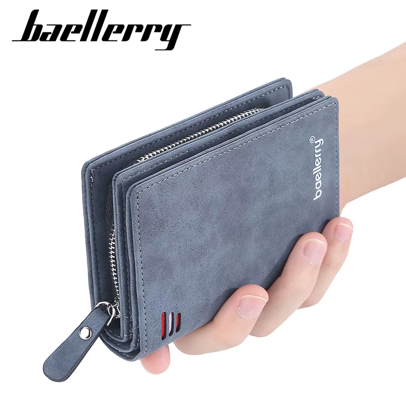 Baellerry nouveaux hommes portefeuilles de haute qualité marque porte-carte court mâle sacs à main fermeture éclair