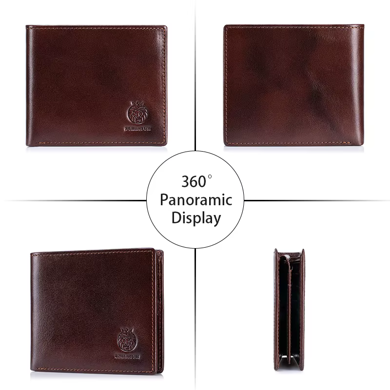 Portefeuille en cuir véritable pour hommes 9 cartes